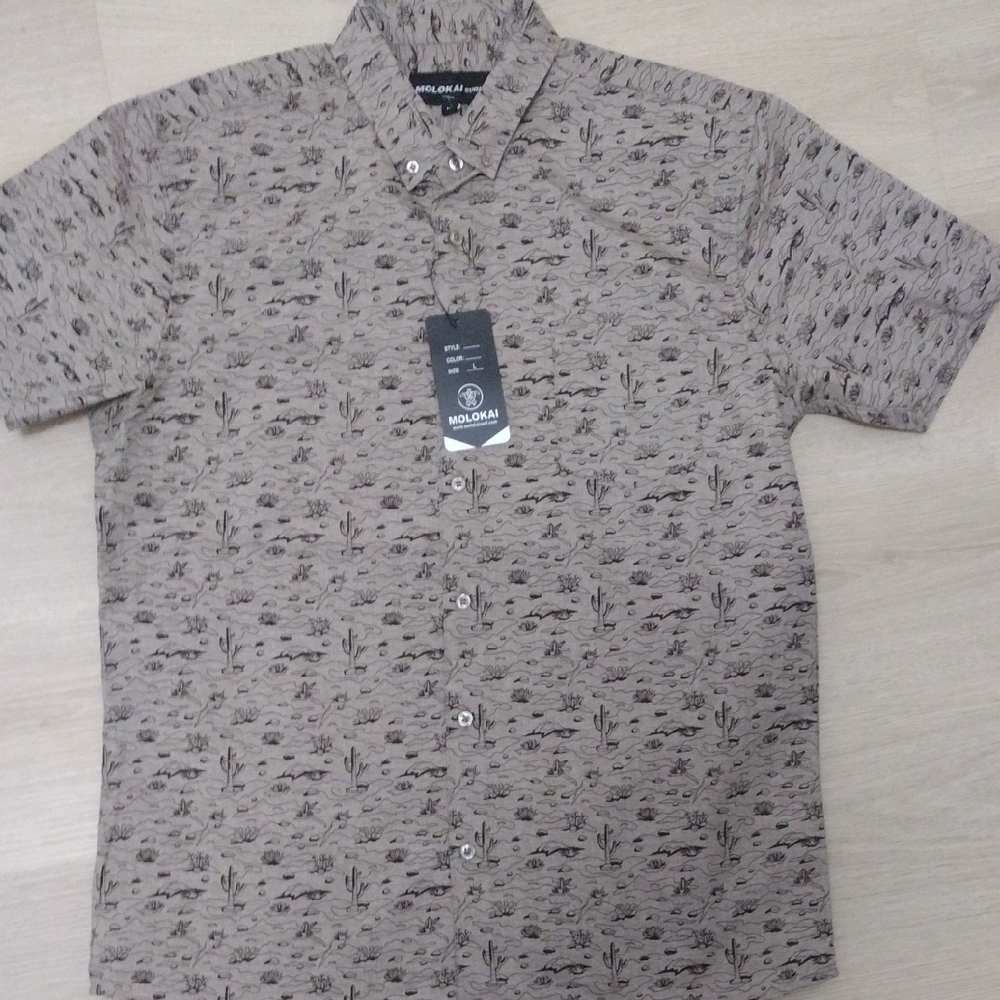 Brown Casual Button Down Shirt with Pattern